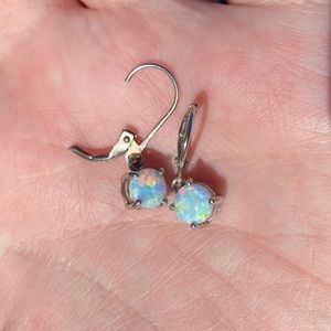 Sterling silver created opal earrings